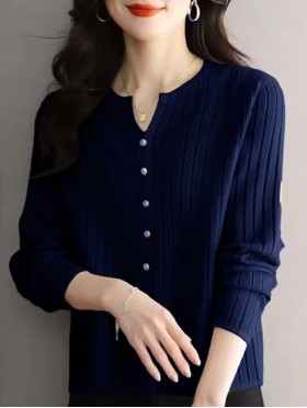 V-Neck Long Sleeve Knitted Open Cardigan